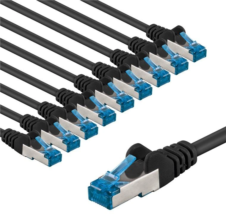 Goobay 67544, 5 m, Cat6a, S/FTP (S-STP), RJ-45, RJ-45, juodas, mėlynas