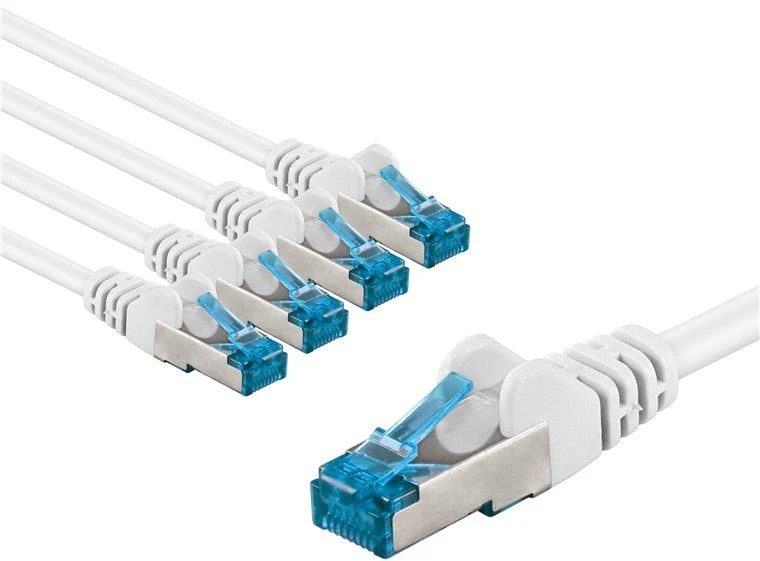 Goobay CAT 6A kabelis krosowy, S/FTP (PiMF), 2 m, balta, komplektas 5 - Długość kabla 2 m (RB67546)