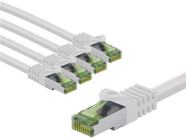 Goobay Kabelis krosowy CAT 8.1 su certyfikatem GHMT, S/FTP (PiMF), 2 m, balta, komplektas 5 - Długość kabla 2 m (RB69769)