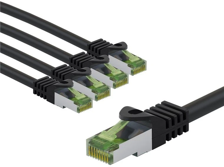 Goobay Kabelis krosowy CAT 8.1 su certyfikatem GHMT, S/FTP (PiMF), 2 m, juoda, komplektas 5 - Długość kabla 2 m (RB69791)