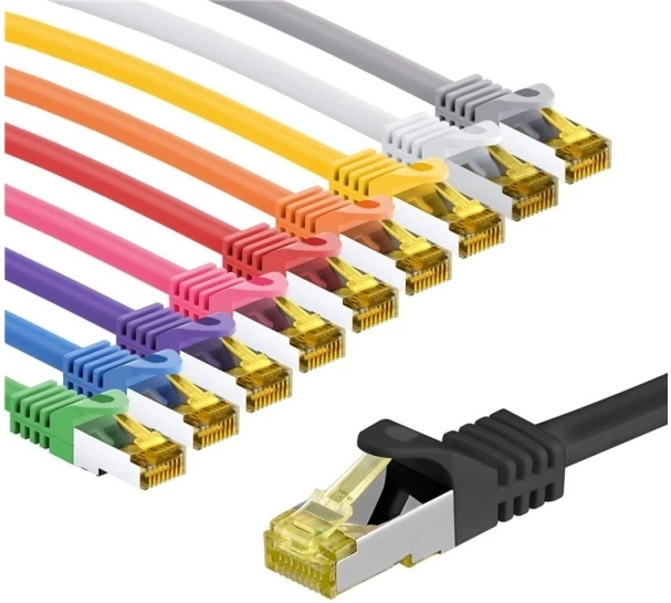 Goobay RJ45 CAT 6A S/FTP (PiMF) pataisinis kabelis, 500 MHz, su CAT 7 neapdorotais kabeliais, 3 m, 10 spalvų rinkinys