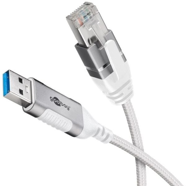 Goobay 74382, USB 3.0 A tipo, RJ45, 7,5 m, baltas
