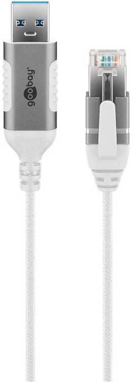 Goobay 74382, USB 3.0 A tipo, RJ45, 7,5 m, baltas