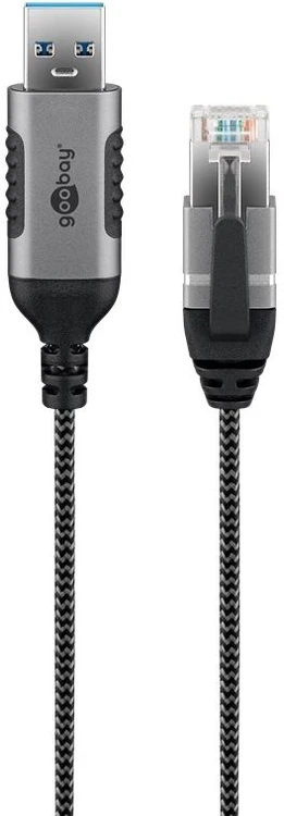 Goobay 74398, USB 3.0 A tipo, RJ45, 7,5 m, Juoda, Sidabras
