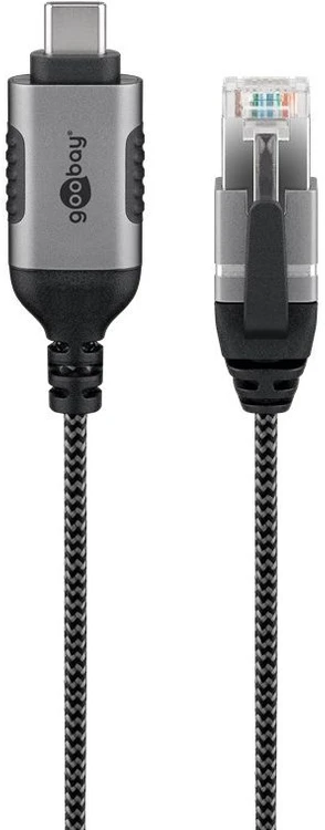 Goobay 74408, USB 3.1 A tipo, RJ45, 15 m, Juoda, Sidabras