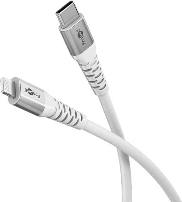 USB kabelis Goobay Lightning - USB-C 2 m, baltas