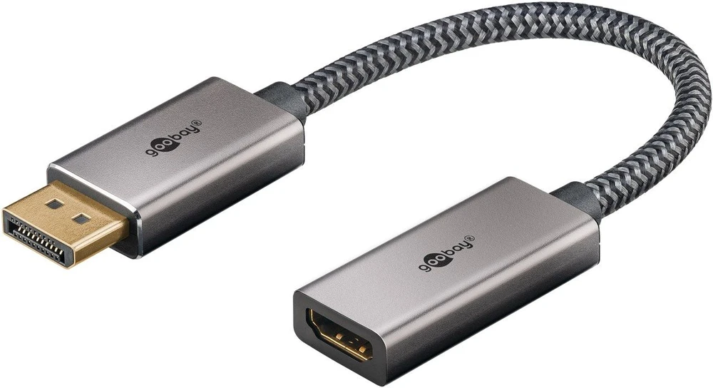 Goobay „DisplayPort™“ / „HDMI™“ adapterio laidas, padengtas auksu