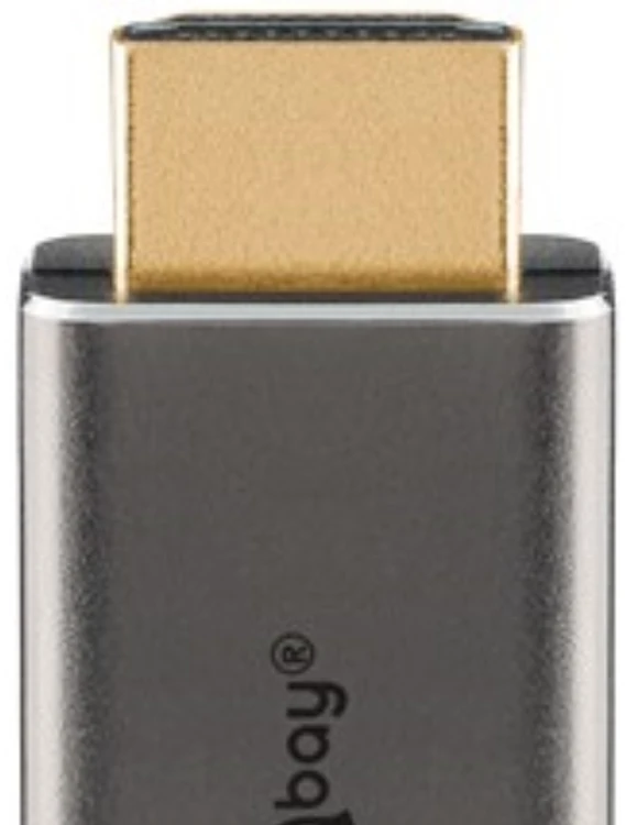 Goobay USB-C™ į HDMI™ 4K @ 60 Hz tekstilinis kabelis, 2 m, juodas sidabras – laido ilgis 2 m