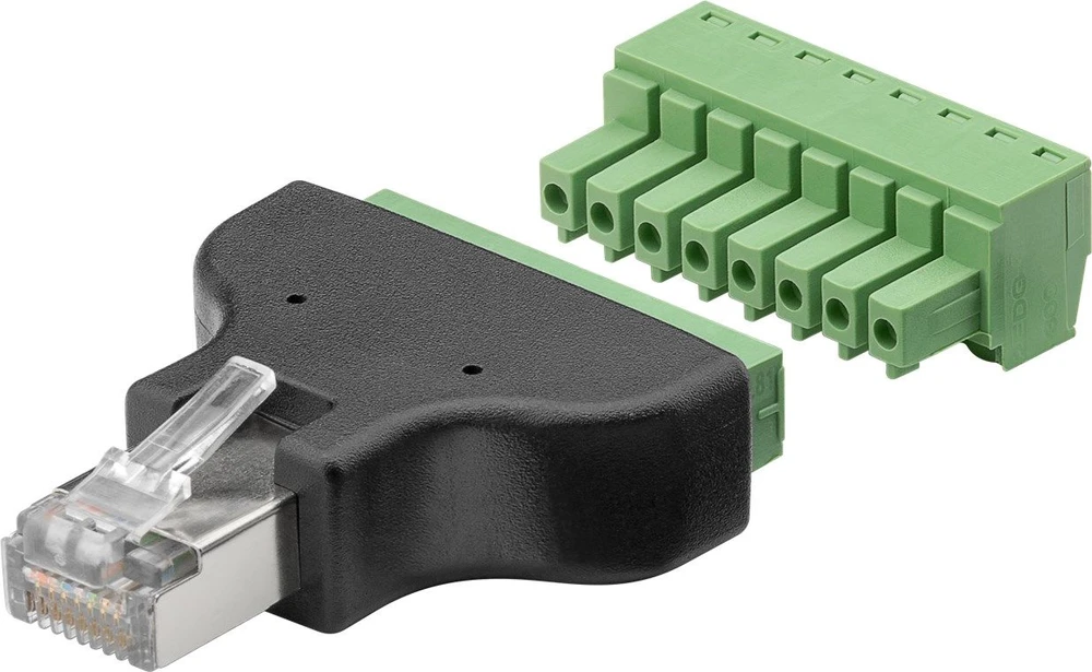 Goobay 76736, 8 kontaktų gnybtų blokas, RJ-45 (8P8C), juodas