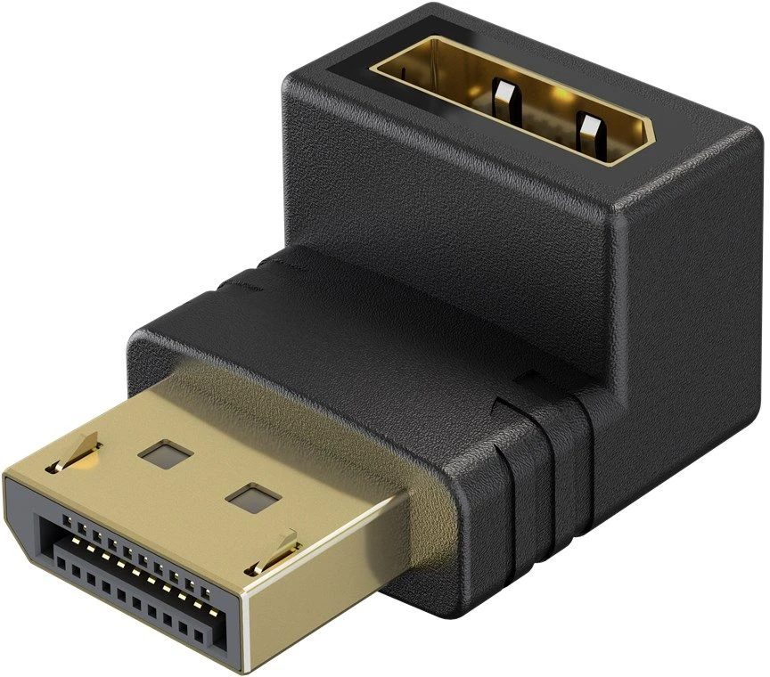 Goobay 77129 DisplayPort adapteris 90° į viršų, kištukas į lizdą, 8K/144 Hz, juodas