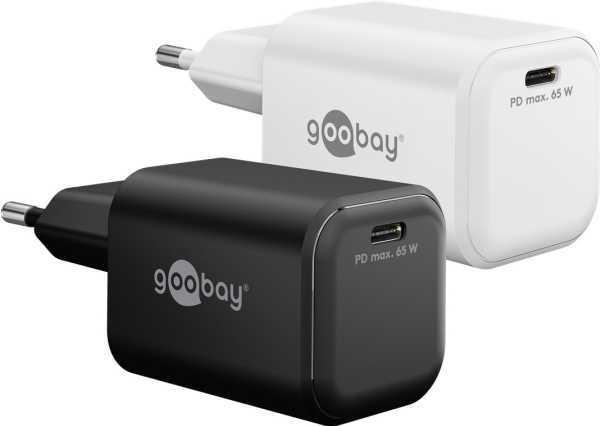 Įkroviklis Goobay Fast įkrovimo stotelė USB-C™ PD GaN Nano (65 W) balta - Spalvota versija balta