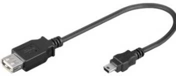 Juodas miniUSB į USB adapterio laidas