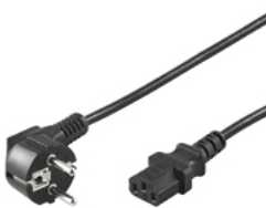 Goobay tipas F, CEE 7/7 - C13 maitinimo laidas su kampiniu kištuku, 3 m, juodas