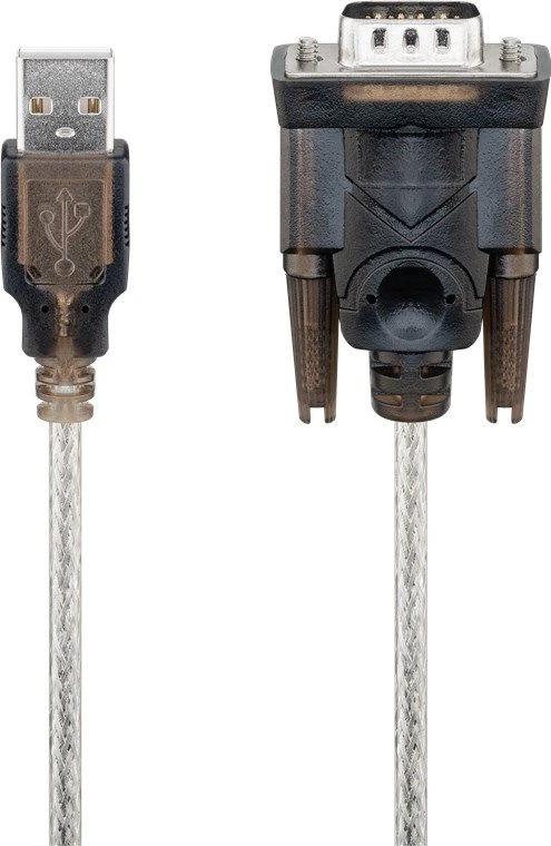 Goobay USB nuoseklusis RS232 keitiklis, skaidrus 1,5 m, USB 2.0 jungtis (A tipas) > D-SUB/RS-232 jungtis (9 kontaktų)