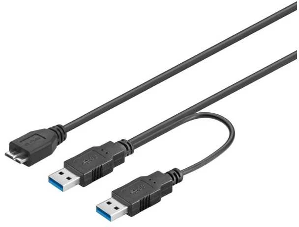 Kabelis USB Goobay 2x USB-A - micro-B 0,3 m Juodas (JAB-1880953)