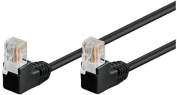 Goobay CAT 5e Jungiamasis laidas 1x 90 kampu, U/UTP, juodas - Laido ilgis 1 m