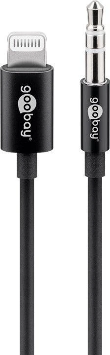 Goobay Apple Lightning garso jungties kabelis (3,5 mm), 1 m, juodas, 1 m, Lightning, 3,5 mm, vyriškas, vyriškas, juodas