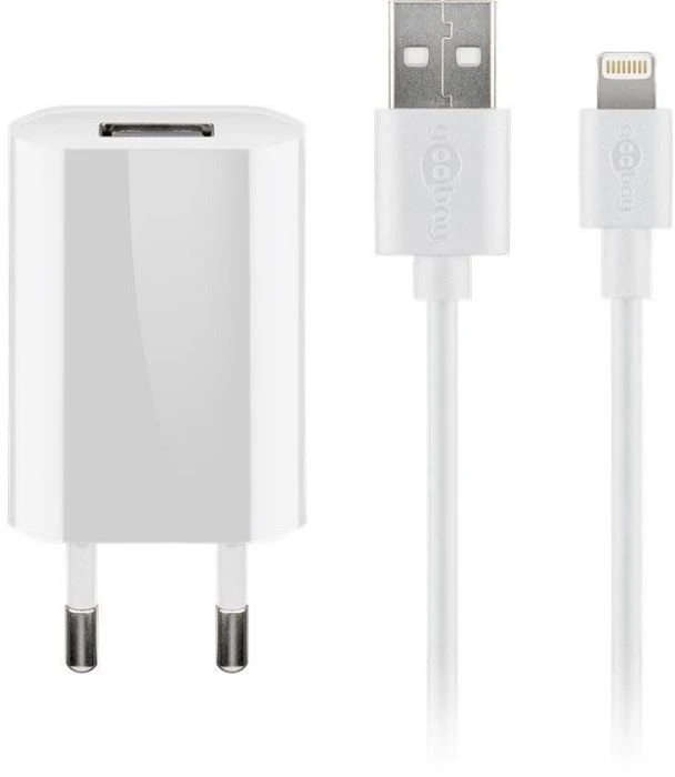 Goobay Apple Lightning įkroviklio rinkinys 5 W, vidaus, AC, 5 V, 1 m, balta