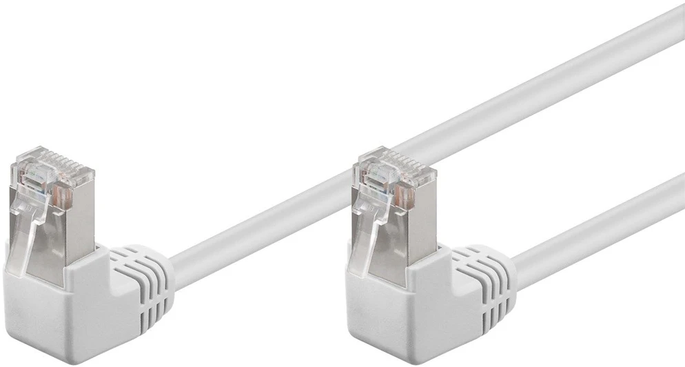 Goobay LAN patchcord kabelis CAT 5E F/UTP 2x90 Baltas 0,5 m