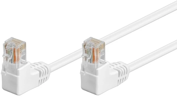 Goobay CAT 5eKabel łączący 1x 90 pod kątem,U/UTP, Baltas - Długość kabla 1 m (RB96070)