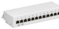Goobay CAT 5e mini / darbalaukio pataisų skydelis, 12 prievadų – pilkos spalvos versija