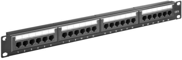 „LogiLink“ komutacinė panelė 19 colių 1U 24x RJ-45 Cat.6 juoda (NP0004)