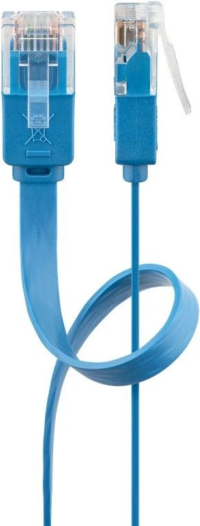 Goobay CAT 6 plokščias tinklo kabelis, U/UTP, mėlynas, 5 m, 5 m, Cat6, U/UTP (UTP), RJ-45, RJ-45, mėlynas