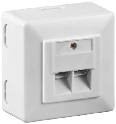 Goobay CAT 6 universali sieninė plokštė su ant sienos tvirtinamu rėmu, balta, RJ-45, balta, 125 V, 1,5 A, 0–70 °C, 1 vnt.