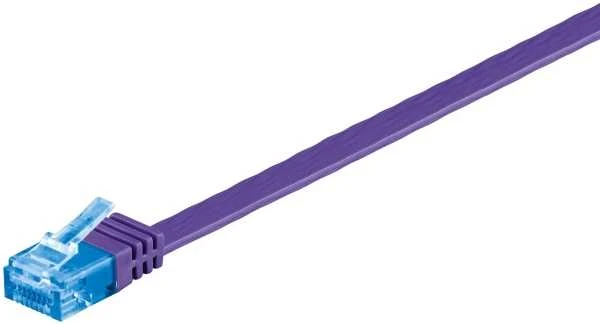 Goobay CAT 6A plokščias jungties kabelis, U/UTP, violetinis – laido ilgis 0,5 m