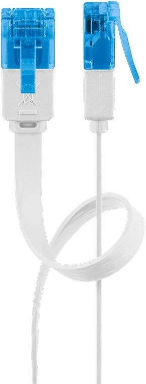 Goobay CAT 6A UTP FLAT Patchcord LAN kabelis, baltas, 3m