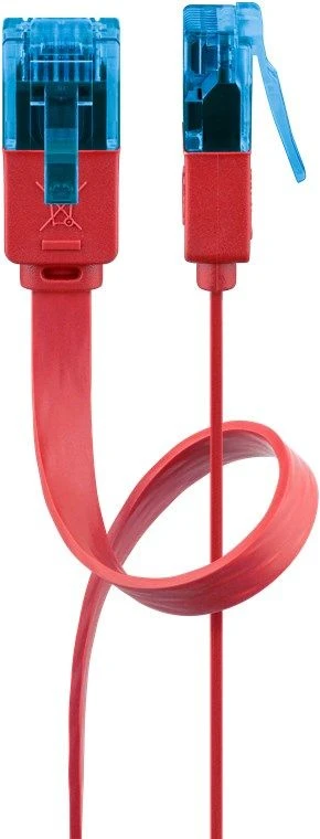 Goobay CAT 6A plokščias tinklo kabelis U/UTP, raudonas, 3 m, Cat6a, U/UTP (UTP), RJ-45, RJ-45, raudonas