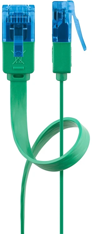 Goobay CAT 6A Flat Komutacinis kabelis U/UTP, žalias, 0.5 m, Cat6a, U/UTP (UTP), RJ-45, RJ-45, Žalias