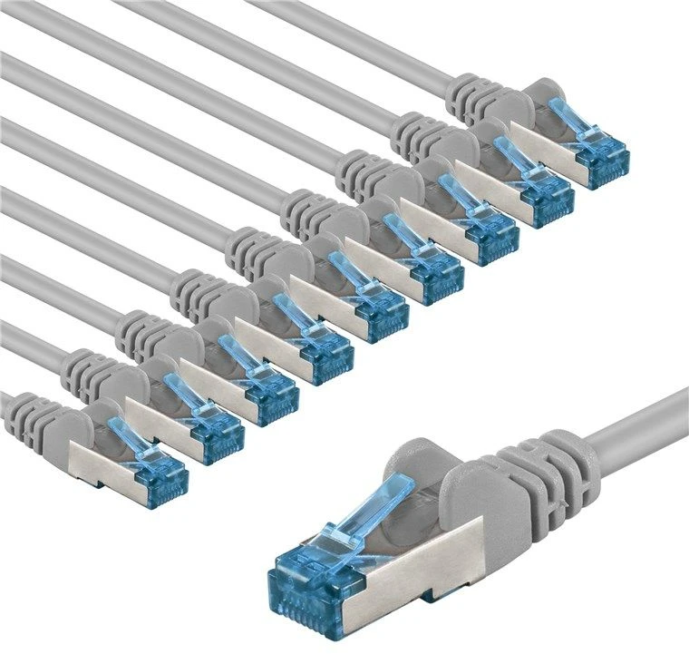 Goobay CAT 6A kabelis krosinis, S/FTP (PiMF), 3 m, pilkas, rinkinys 10 - Kabelio ilgis 3 m