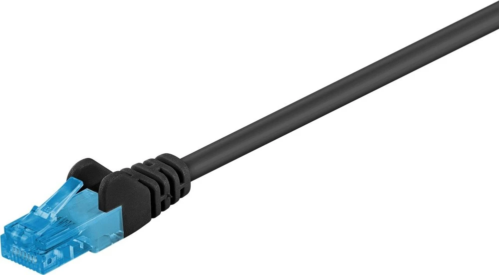 Goobay CAT 6A tinklo kabelis, U/UTP, juodas, 10m, 10 m, Cat6a, U/UTP (UTP), RJ-45, RJ-45, juodas