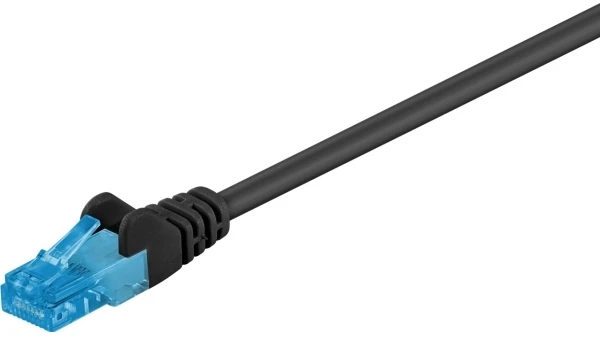 Goobay CAT 6A Komutacinis kabelis, U/UTP, juodas, 10m, 10 m, Cat6a, U/UTP (UTP), RJ-45, RJ-45, Juodas