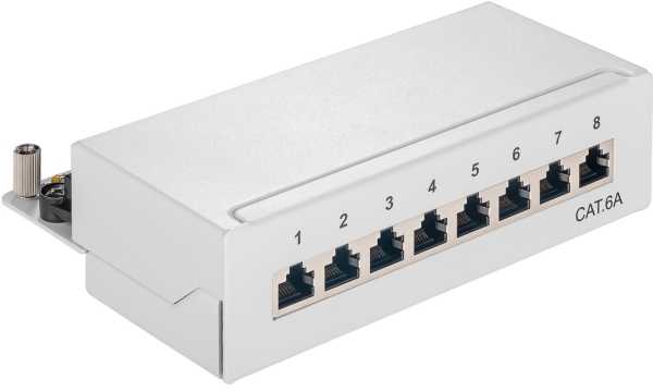 Goobay CAT 6a mini/darbalaukio pataisų skydelis, 8 prievadai – pilkos spalvos versija