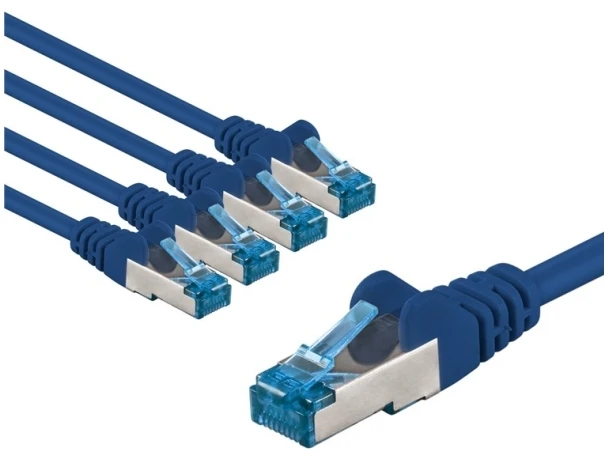 Goobay CAT 6A pataisomasis kabelis, S/FTP (PiMF), 5 m, mėlynas, rinkinys 5 - Kabelio ilgis 5 m