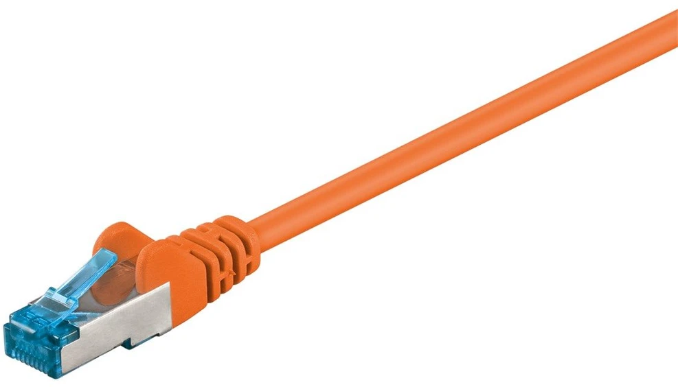 Goobay CAT 6A jungiamasis kabelis, S/FTP (PiMF), oranžinis – kabelio ilgis 0,5 m