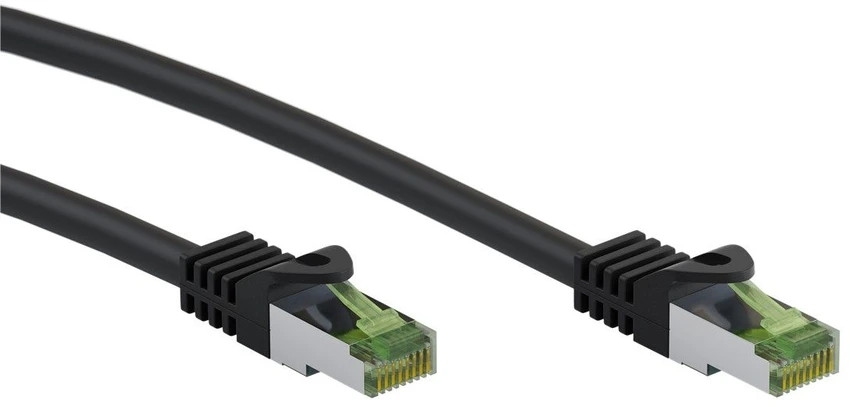 Goobay CAT 8.1 S/FTP tinklo kabelis, AWG 26, juodas, 1 m, 1 m, Cat8.1, S/FTP (S-STP), RJ-45, RJ-45, juodas
