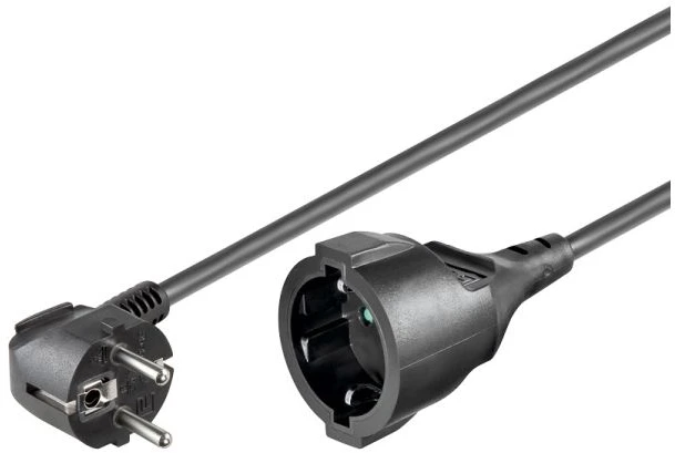 Goobay 94700 maitinimo ilgintuvas CEE 7/7 į CEE 7/3, 2 m, 90°, juodas