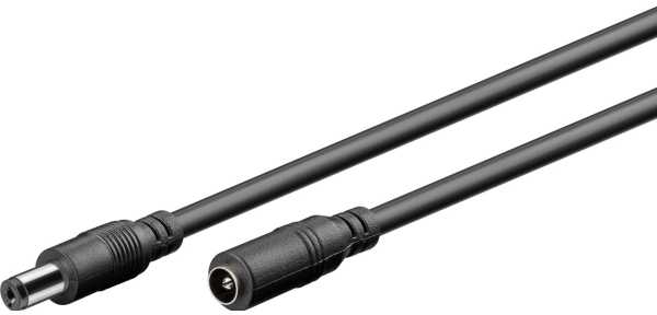 Goobay DC maitinimo kabelio ilgiklis 5m 5.5×2.1mm juodas 2×0.5 mm² max 24VDC 120W