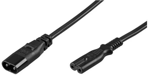 „Goobay“ maitinimo kabelio C7/C8 prailginimo kabelis, 2 m, juodas - Juodas spalvotas variantas