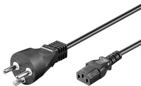 Goobay IEC laidas Danija, K tipo, 2 m, juodas, 2 m, maitinimo kištukas K tipo, IEC C13, H05VV-F3G, 250 V