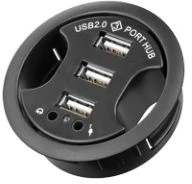 Goobay Įmontuojamas 60 mm 3 prievadų USB 2.0 šakotuvas su audio prievadais, juodas