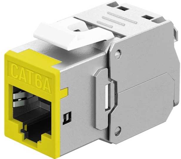 Goobay Keystone-modul RJ45 CAT 6A, STP, Slim, geltona - Wersja kolorystyczna geltona