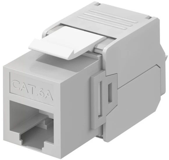 Goobay CAT 6A Keystone RJ45 lizdas, UTP, 500 MHz – šviesiai pilkos spalvos versija