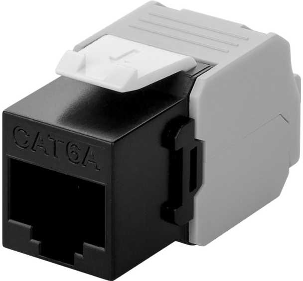 Goobay CAT 6A Keystone RJ45 lizdas, UTP, 500 MHz – spalvota versija juoda