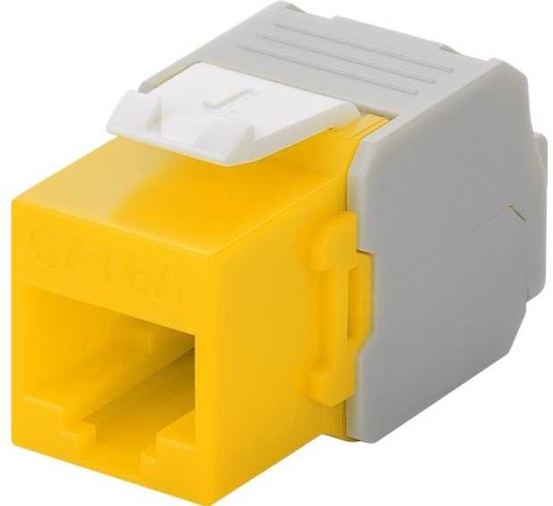 Goobay CAT 6A Keystone RJ45 lizdas, UTP, 500 MHz – geltonos spalvos versija