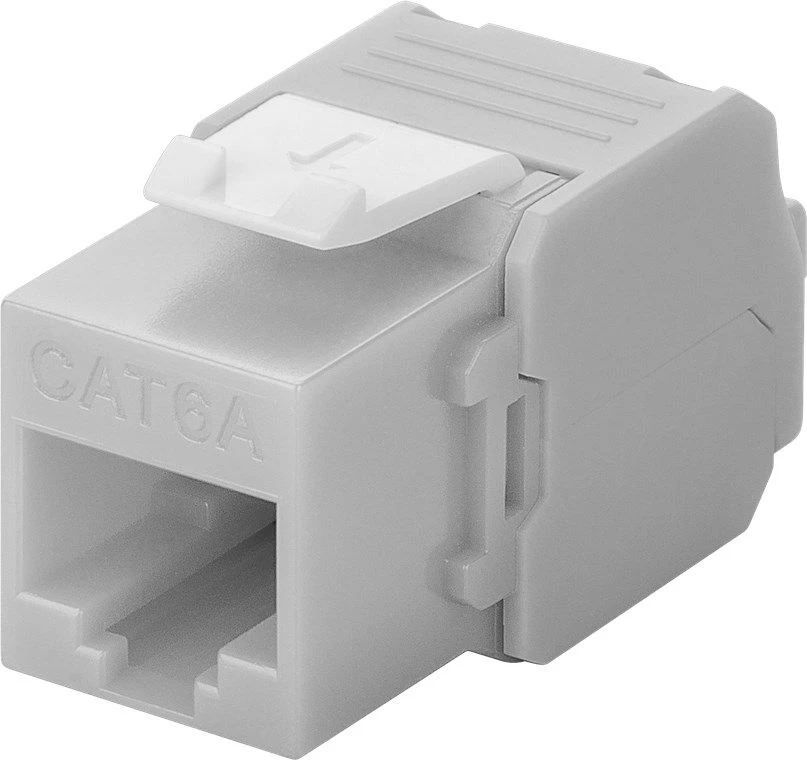 Goobay CAT 6A Keystone RJ45 lizdas, UTP, 500 MHz – šviesiai pilkos spalvos versija