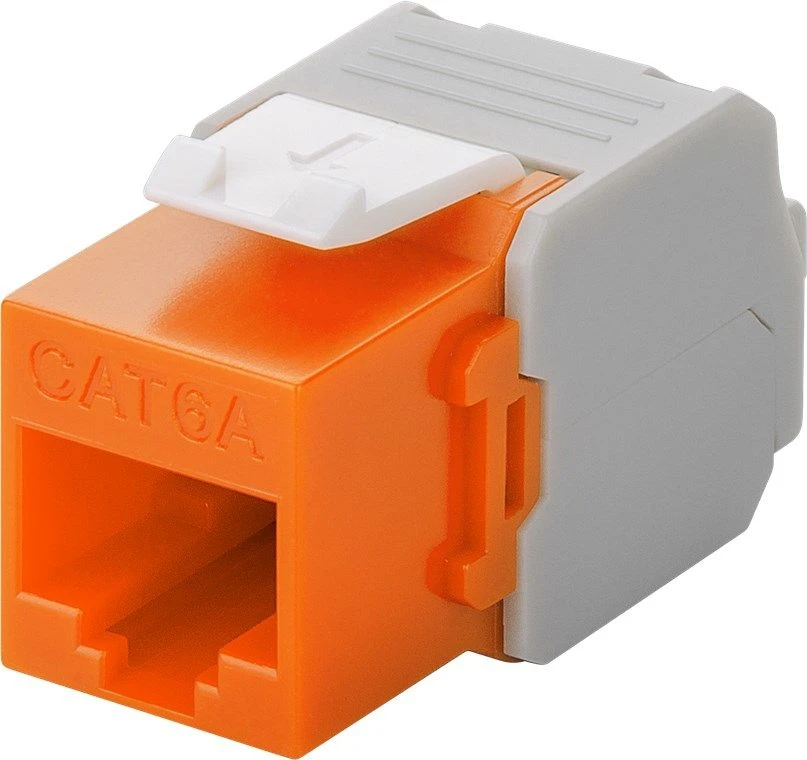 Goobay CAT 6A Keystone RJ45 lizdas, UTP, 500 MHz – oranžinės spalvos versija